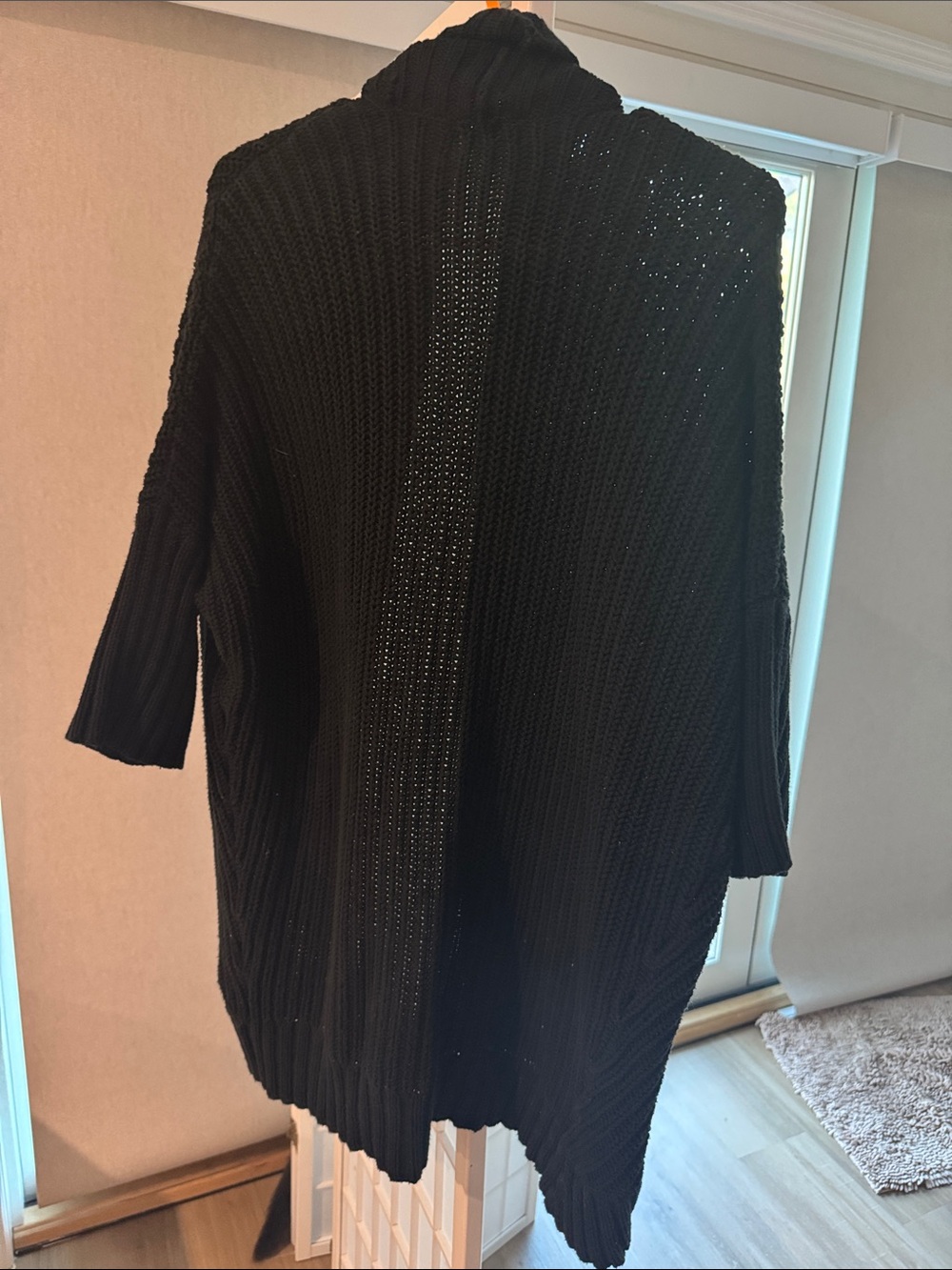 Express Black Open-Front Ribbed Knit Cardigan - Picture 4 of 4